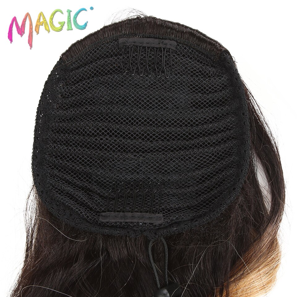Magia feminino solto ondulado longo 26 "Polegada rabo de cavalo cordão elástico cauda de cavalo fibra de alta temperatura cabelo sintético rabo de cavalo