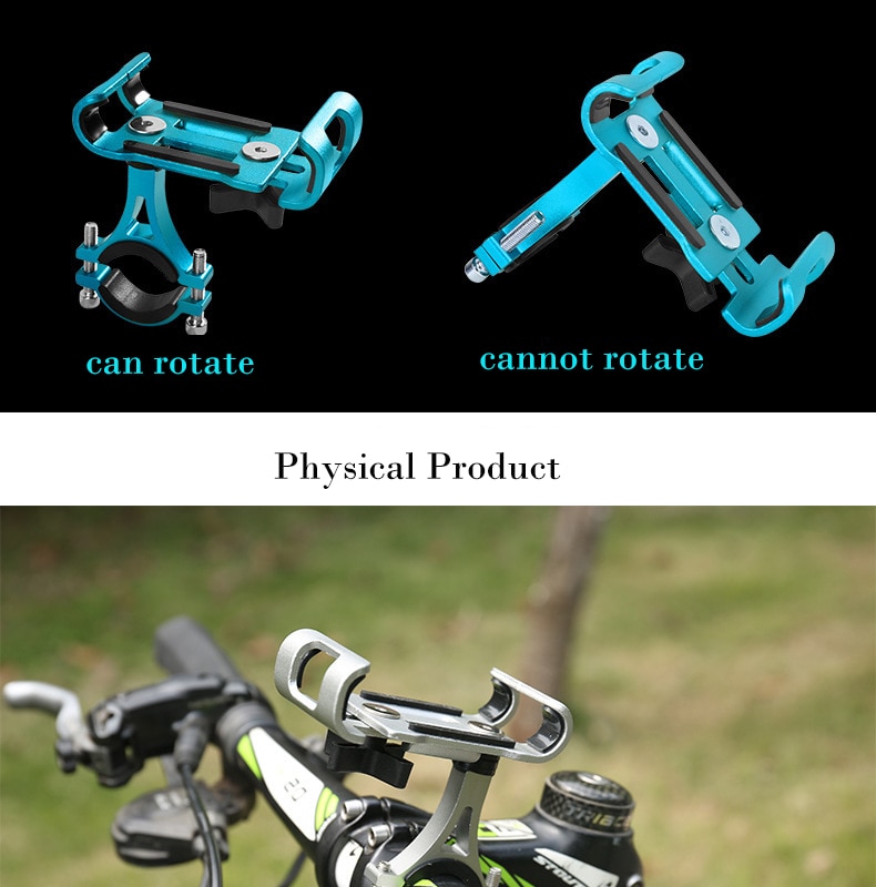 Soporte de teléfono móvil para bicicleta, sostenedor de Metal giratorio de 360 grados para Manillar de bicicleta de montaña y navegación