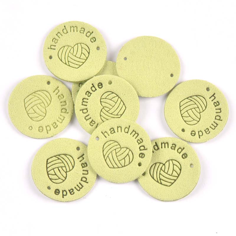 20 piezas, 2,5 cm, tela redonda de PU, etiquetas en relieve hechas a mano, etiqueta de bandera DIY para accesorios de costura de prendas cp3436: Níquel negro