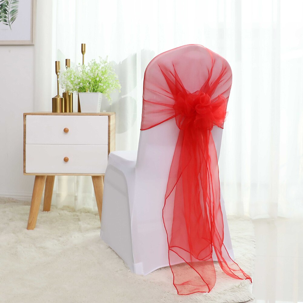 65x275cm Orange Organza Knot Wedding Chair Decor Banquet Event Chair Decorations Bow Ties Chair Bands Sashes Blue 25pcs/lot: 8