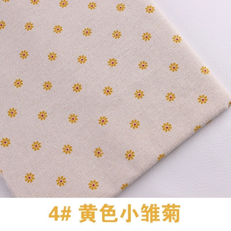 1 Metre Printed Cotton Linen Fabric Small Daisy Printed Linen Hand Curtainfabric by the yard