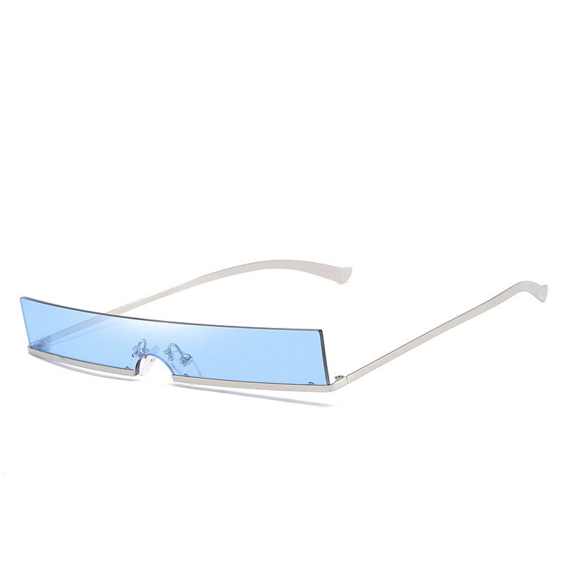 Trend 90 S Zonnebril Vrouwen Vintage Metalen Frame Kleine Zonnebril Vrouwelijke Skinny Rechthoekige Cat Eye Sunglass Shades: silver bue