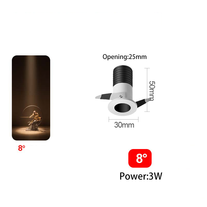 Led Spotlight Cabinet Mini Spot Light Small Angle Embedded 3W 3 8 15Degree Atmosphere Museum Display Art Picture Foco Adjustable: S / PURPLE