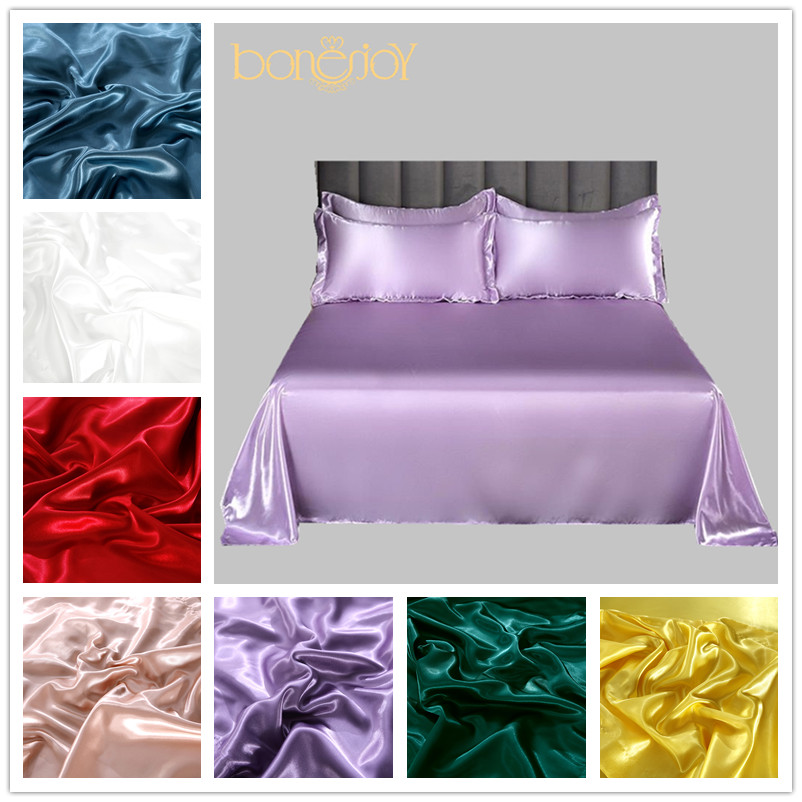 Bonenjoy 1-teiliges Bettlaken für Höhle Sommer, eisgekühlte Stoffoberblätter, Satin-, glattes, flaches Bettlaken für Doppelbettwäsche (kein Kissenbezug)