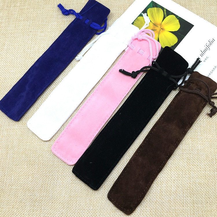 Kristal Pen Etui Eenvoudige Effen Kleur Pluche doek Potloden Zak Balpen Doos Kantoorbenodigdheden Potloden Case