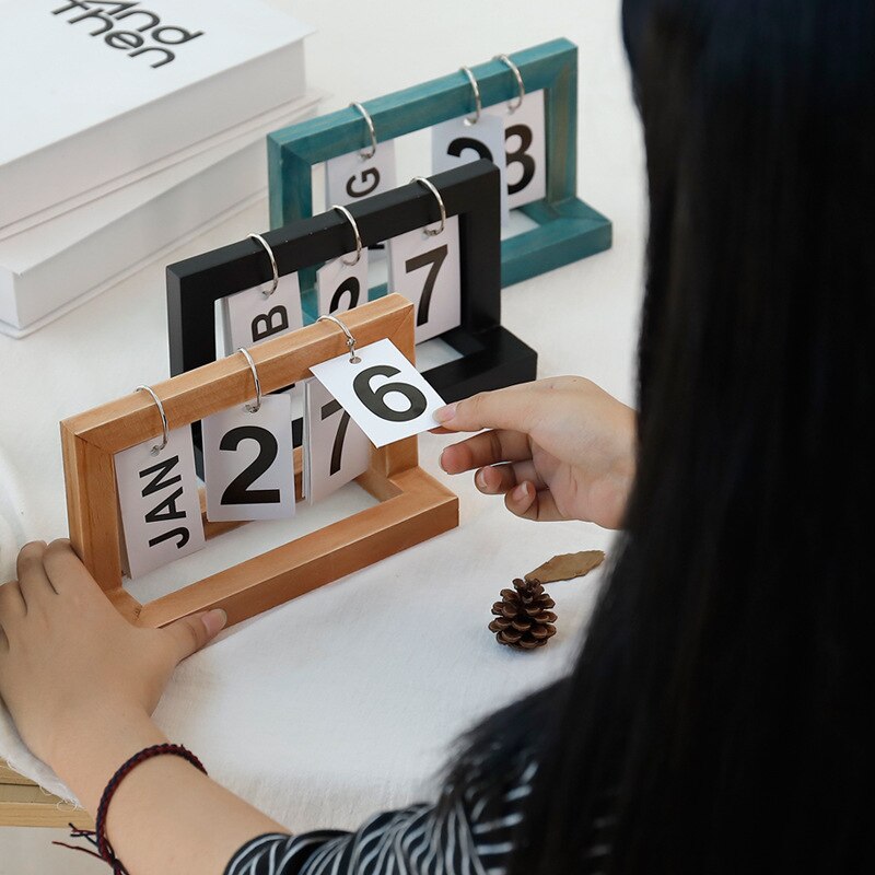 Creatieve En Eenvoudige Houten Ins Turn Pagina Kalender Bureau Bureau Top Kantoor Decoratie Nordic Kleine Ornament Studie Inrichting