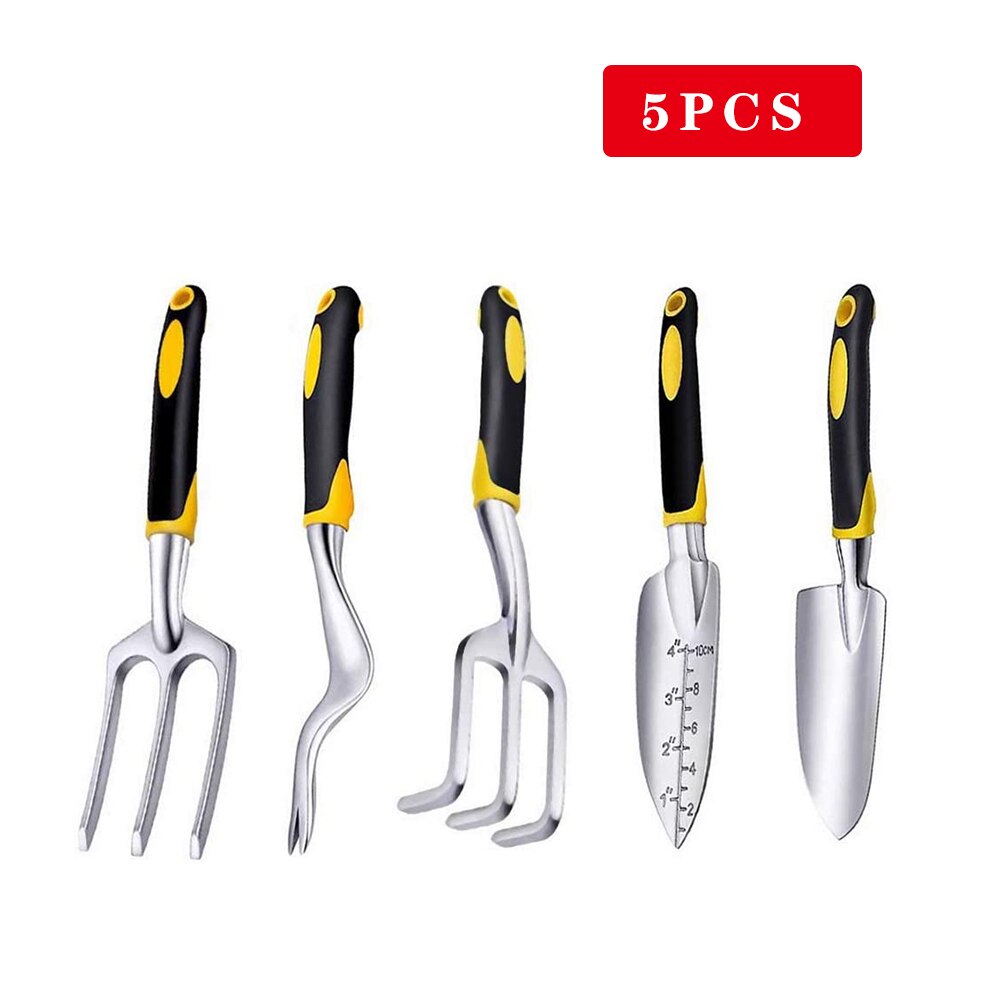 Tuinieren Schop Magnesium Aluminium Aloy Schoffel Hark Vijf Stuk Losse Bodem Planten Ingemaakte Spade Schop Hark Plant Bloeiende Tool: Gardening set