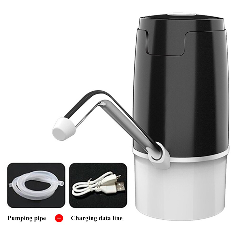 1PCs Elektrische Water Dispenser Draagbare Gallon Drinkfles Schakelaar Smart Draadloze Waterpomp USB Opladen Voor Home Office: Black White
