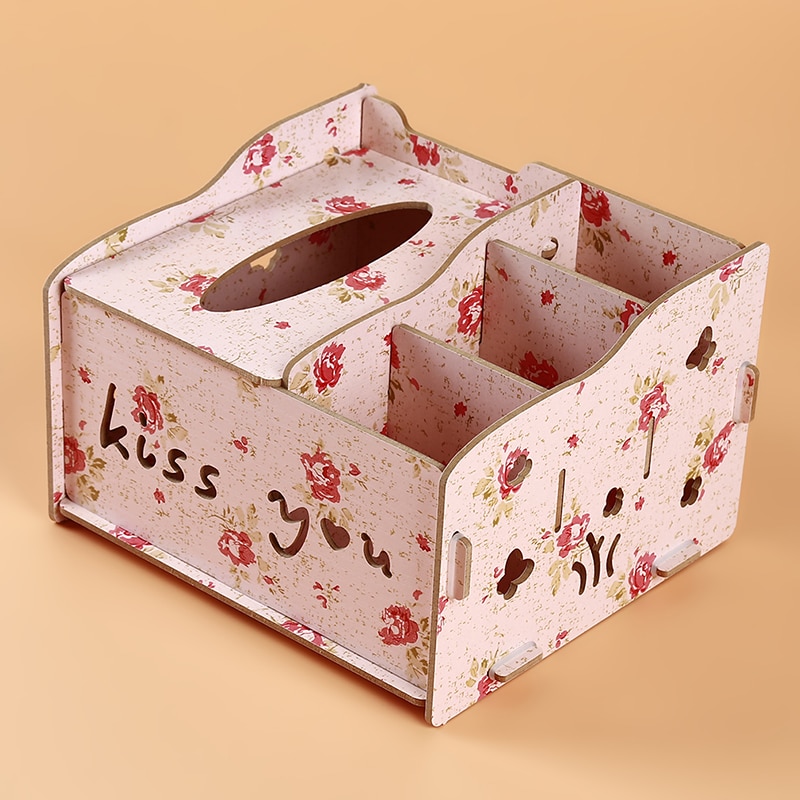 DIY Tissue Box Cover Wood Napkin Holder Tissue Dispenser Living Room Desktop Debris Organizer Phone Remote Control Storage Box