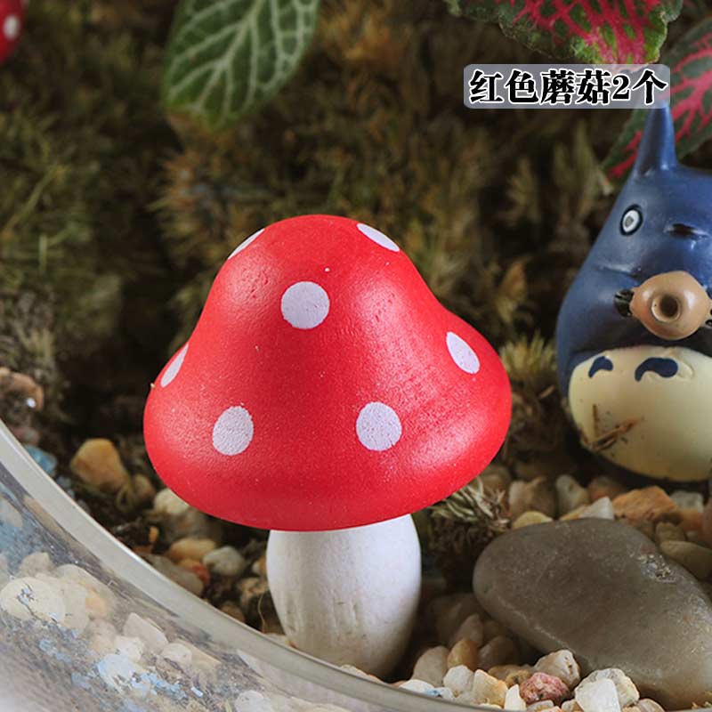6 stücke Mini Mehrfarbig holz Pilz Modelle Nette Miniaturen Pilz Hause sehr klein Garten tisch Dekoration Mikro Landschaft Miniascape: rot