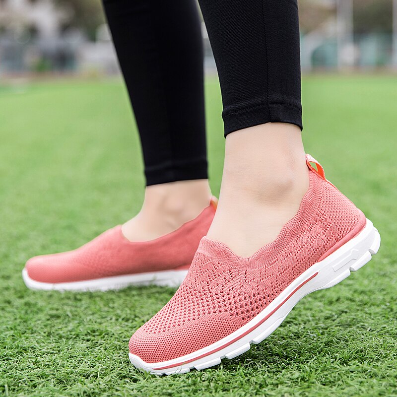 Breathable Summer Walking Shoes Women's Lightweight Sneakers Comfortable Street Jogging Shoes Mesh Running Flat Sneakers Female