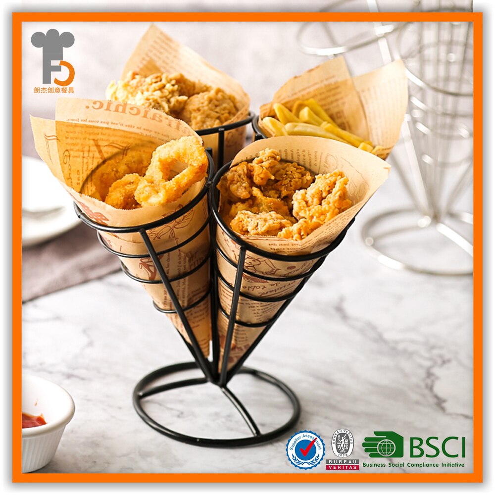 iron art restaurant taco chips rack fried chicken popcorn coffee shop tableware egg ice-cream cone shaped shelf