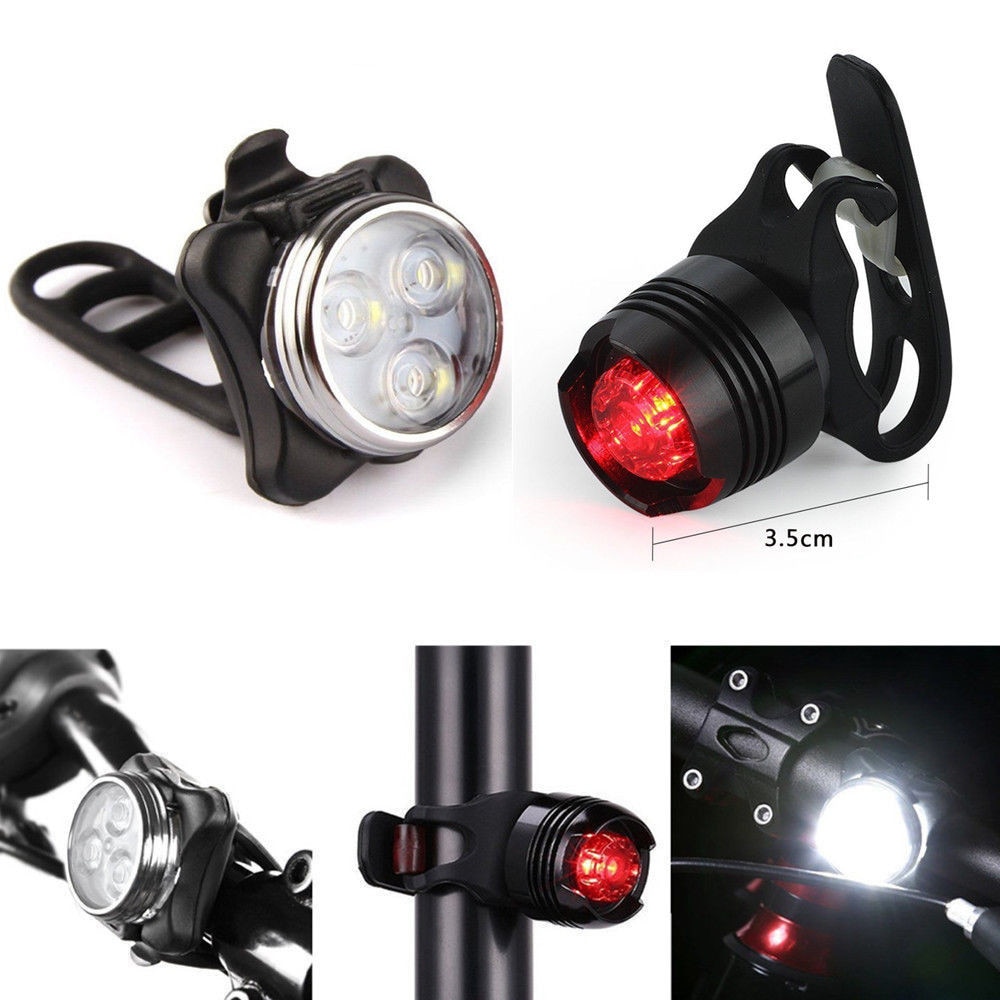 bike light Rechargeable LED Bike Light Bicycle Lamp Set Front Light Tail Light USB bike accessories #j3