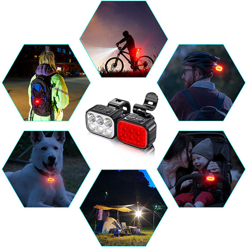 Fietsverlichtingsset USB-opladen berghelm racefiets koplamp achterlichtset