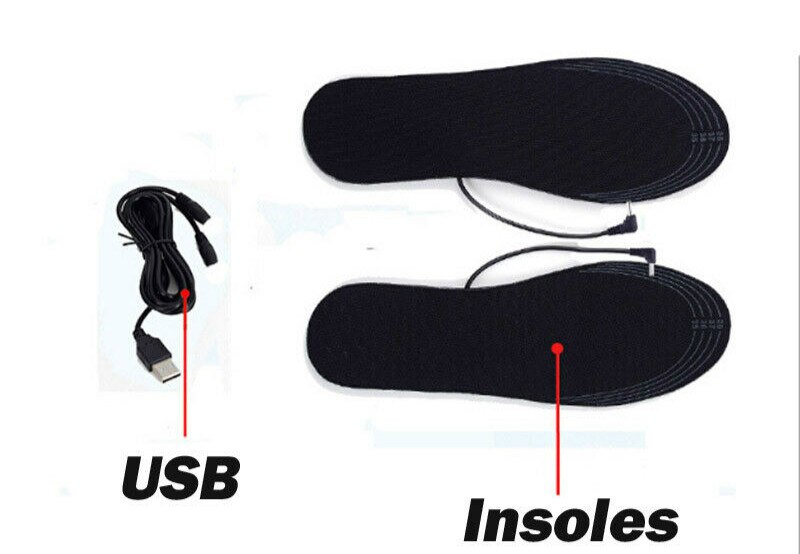 Usb eldrivna uppvärmda sulor för skor stövlar håller fötterna varma rejäla kvinnor män unisex innersulor 2 stl