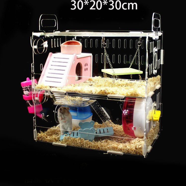 Acrylic Hamster Cage Transparent Double Layer Large Size DIY Guinea Pig Villa Toy Small Pet Rat Nest hedgehog House Accessories: C08