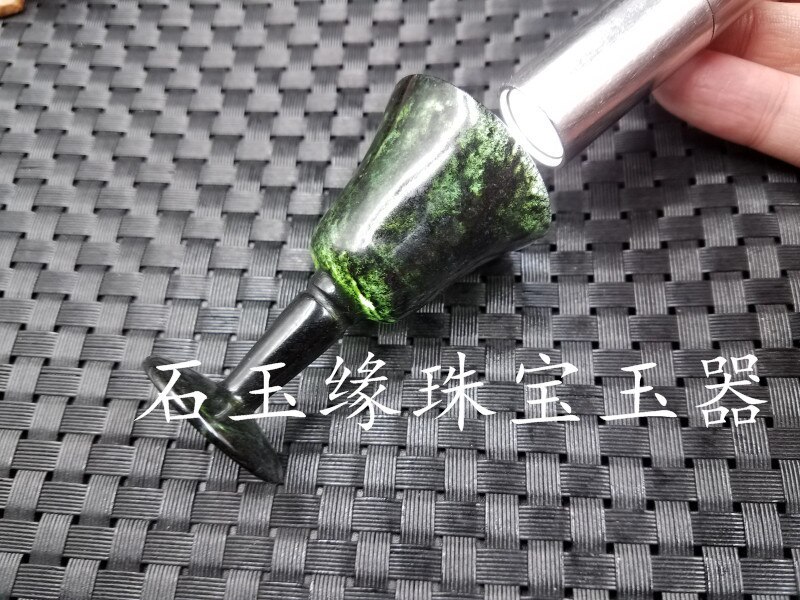 1pcs Natural Dark Green Jade Wine Glass Chinese Style Cup Hand-carved Crafts Charm