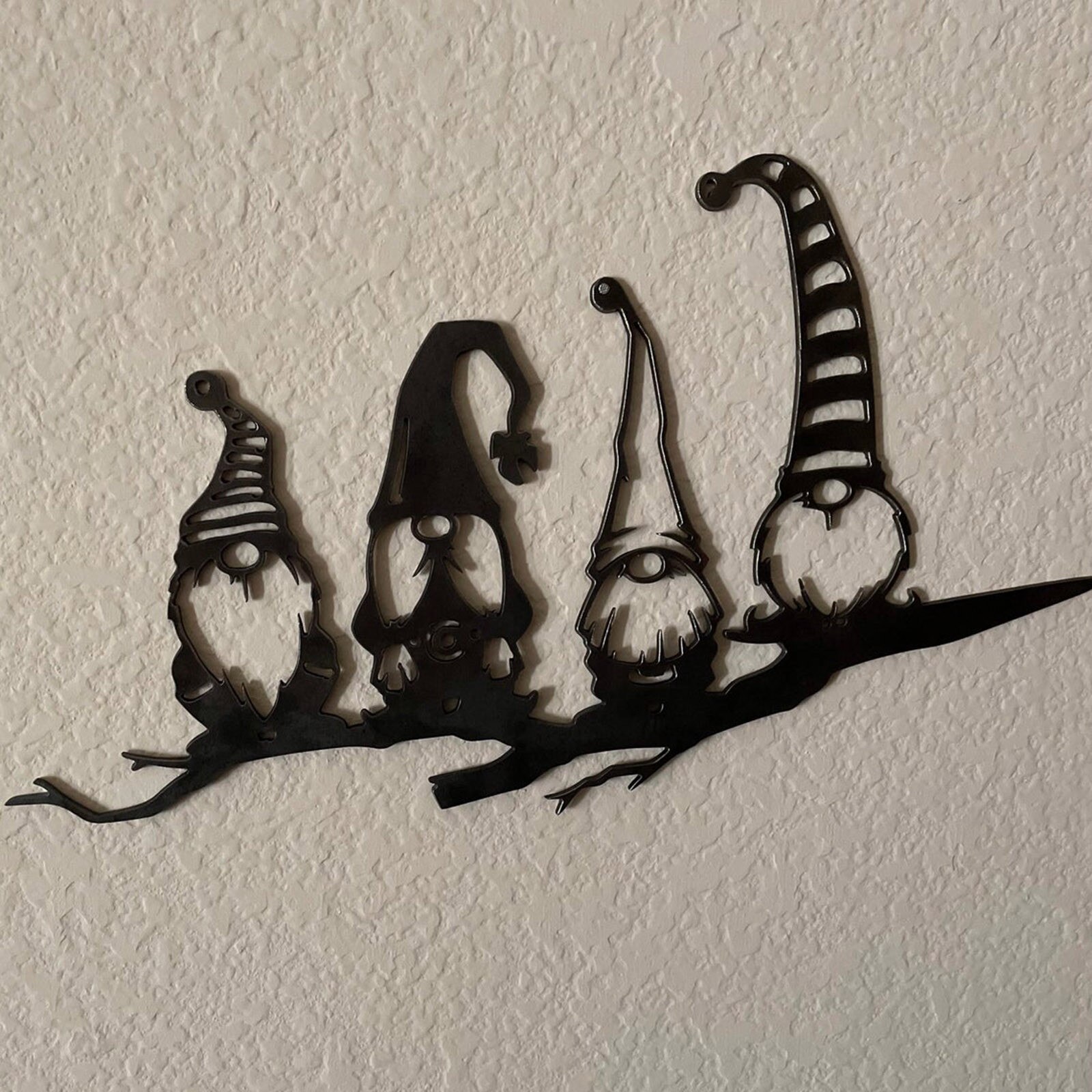 Gnomos de rama de acero para decoración de jardín, accesorios de Metal para árboles artísticos, de acero, estatua de plata, silueta de acero