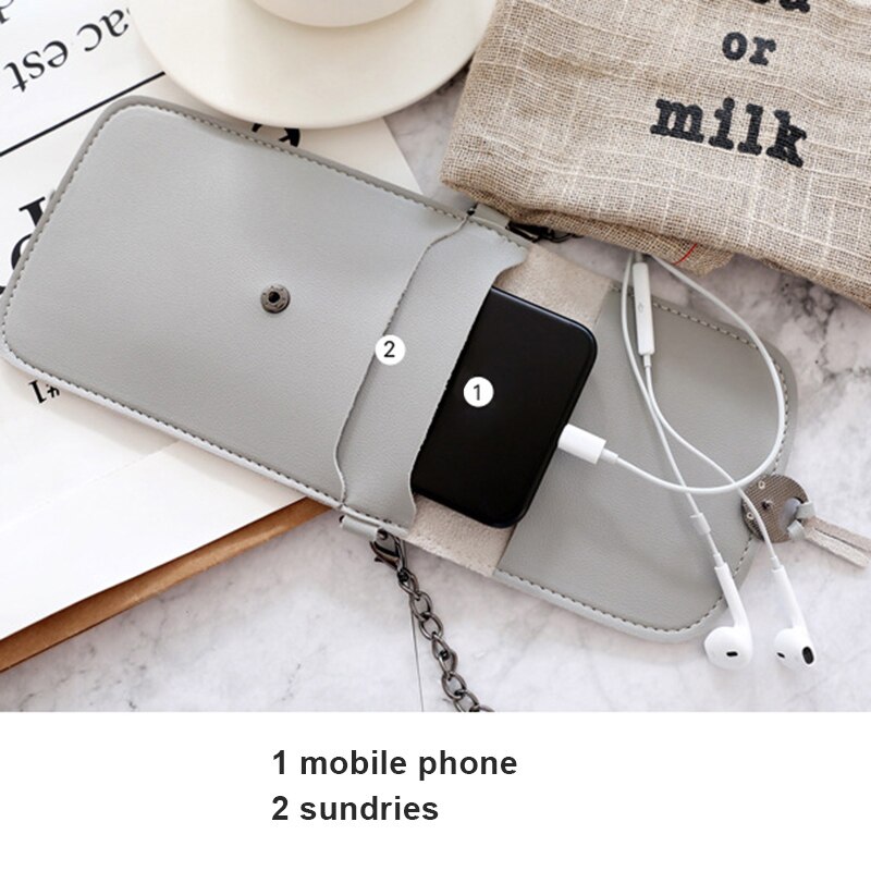 Ketting telefoon tasje helder transparant venster raakt scherm crossbody mobiele telefoon tasje  h9