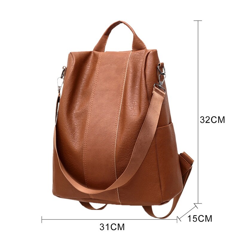 Mochila de viaje informal a prueba de agua para mujer, Mochila escolar antirrobo para mujer, Mochila de piel sintética, bolso ligero