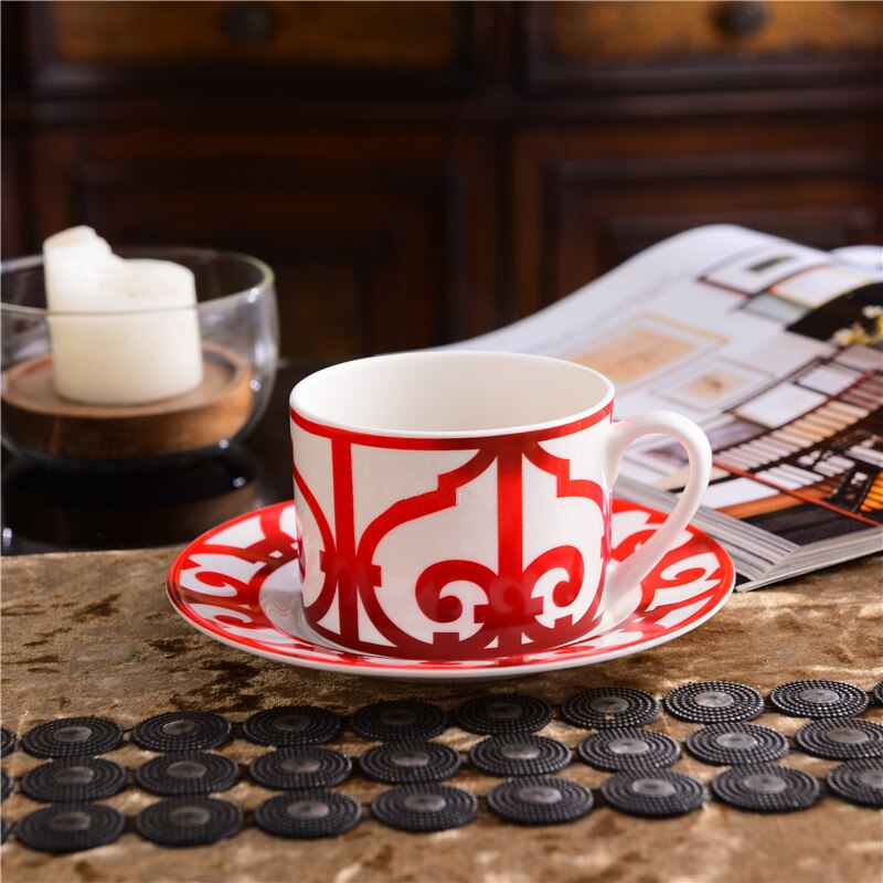 Red Coffee Cup Ceramic Tea Cup Set Dish Animal Tablewar Set Wedding and Housewarming High-Grade Bone China
