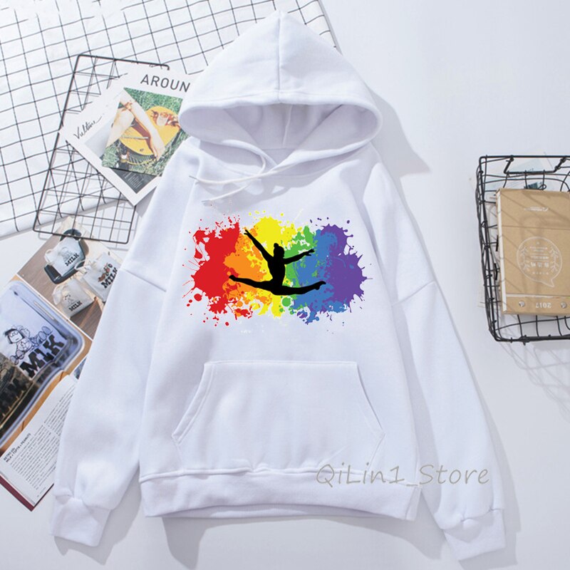 Aquarell gymnastik mädchen harajuku kawaii hoodie Hütte Sweatshirt 90s tumblr kleidung frauen Sport turnerin drucken hoodies