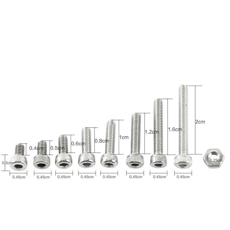 Hoge 300 Stuks M2.5 A2 Rvs Schroeven Allen Bouten Hex Knop Platte Inbusbouten Met noten Set Combinatie: Set A Cap Head