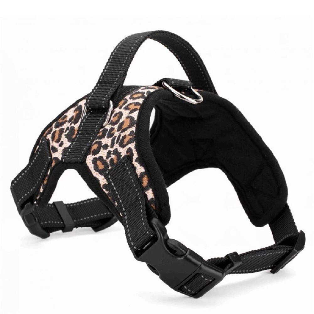 Zachte Verstelbare Harnas Hond Grote Hond Wandelen Kraag Vest Met Hand Leash Voor Kleine, medium En Grote Honden Huisdier Accessoires: leopard / M