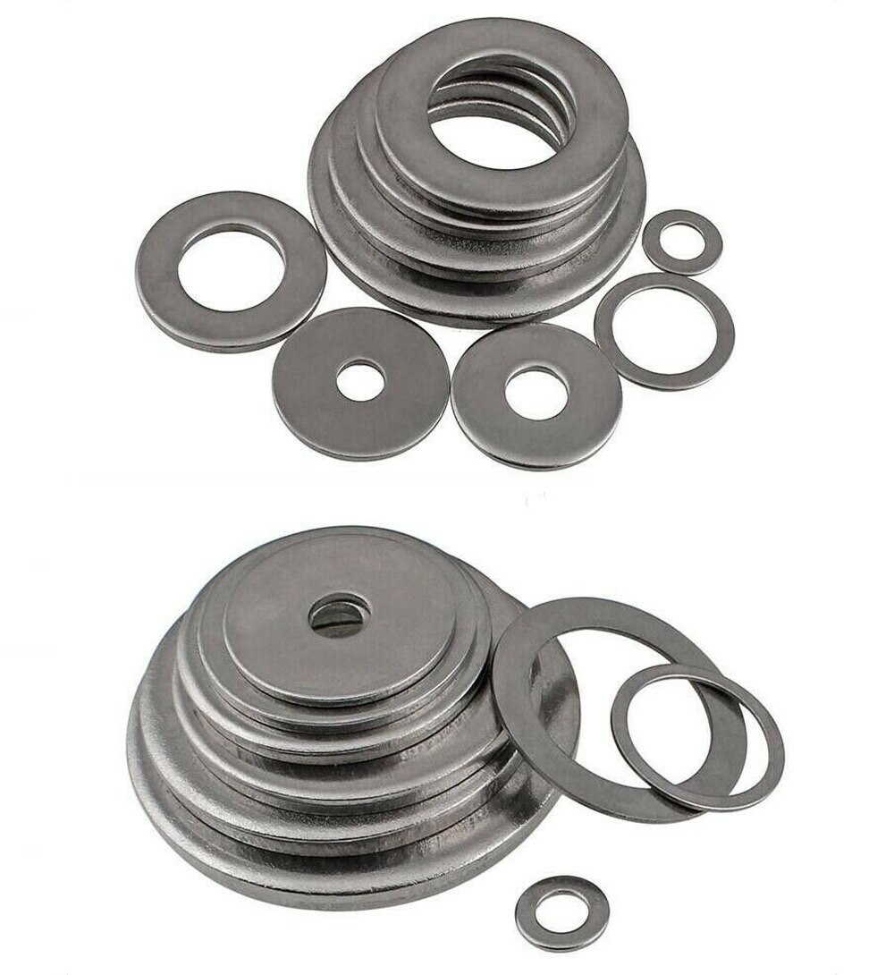 1#_304 ultradunne metalen pakking, verdikte / verbrede vlakke ring  m6-m12