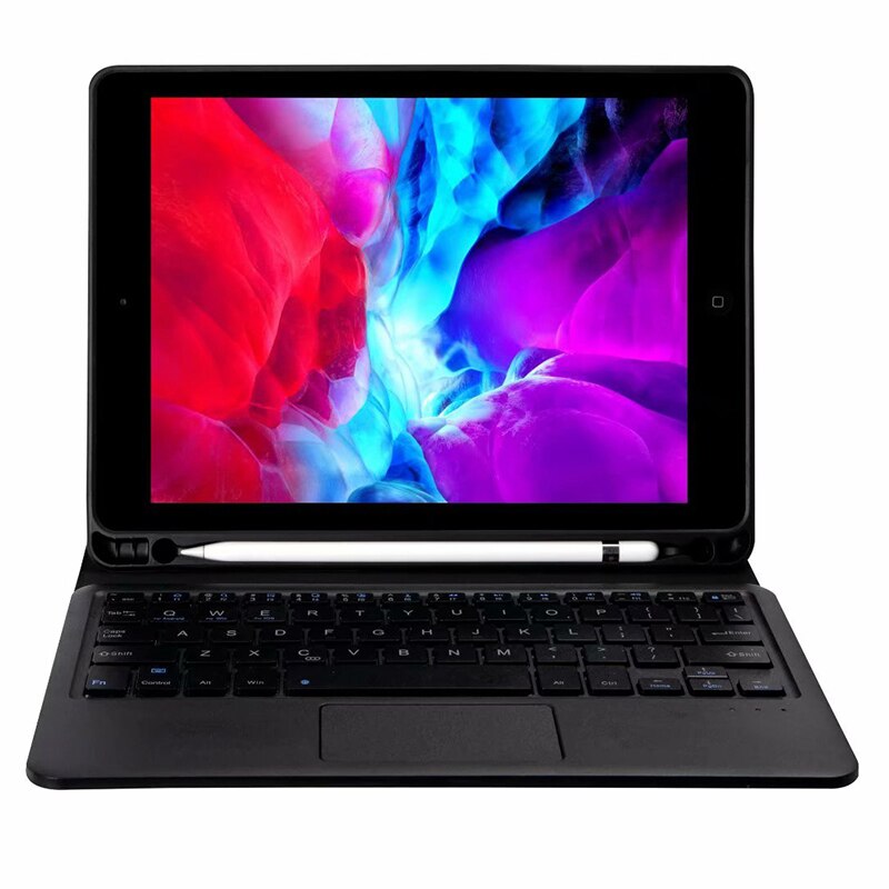 Luxe Wireless Bluetooth Keyboard Met Touchpad Tablet Doek Lederen Telefoon Case Voor Apple Ipad Air Pro 10.5 10.2 Case: Black