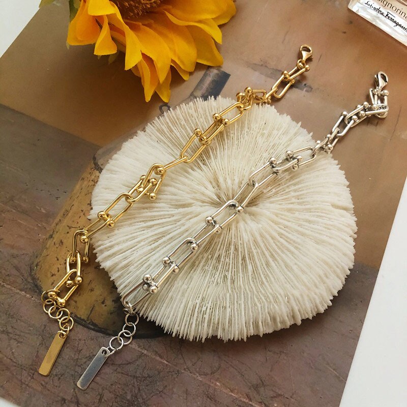 U Vorm Ketting Goud/Zilveren Armbanden Voor Vrouwen Meisjes Zomer Vrouwen Armbanden Femme Zilver 925 sieraden