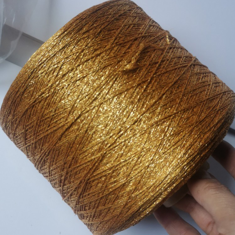 Hilo de seda de algodón metalizado para tejer a mano, madeja de hilo de ganchillo suave y hermoso brillo dorado y plateado, novedad, 250g, Z3919: 4