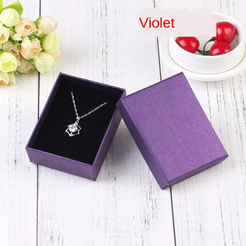 Vierkante Sieraden Doos 7X9X3cm Ketting Ring Box Voor Sieraden Multi Kleuren Sieraden Verpakking Geschenkdozen Oorbel Display Zwart Roze: purple