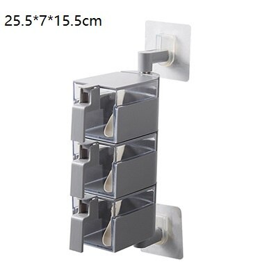 Krydderier opbevaringsbokse vægmonteret roterende krydderkrukke krydderier opbevaring køkken organisation værktøj organisator boks tilbehør: Lag (grå )1