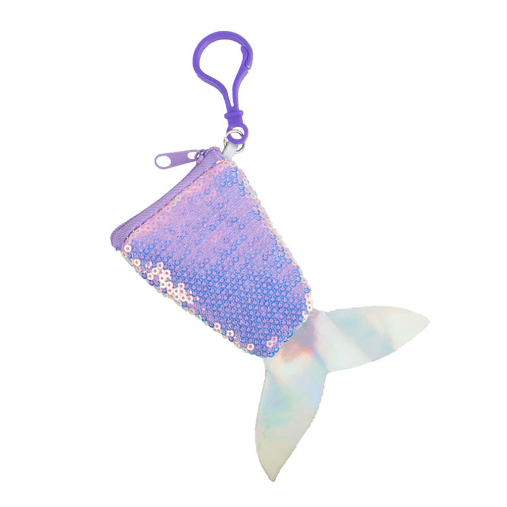 Women Mermaid Keychain Cute Sequin Coin Purse Shoulder Wallet Mini Bag: D