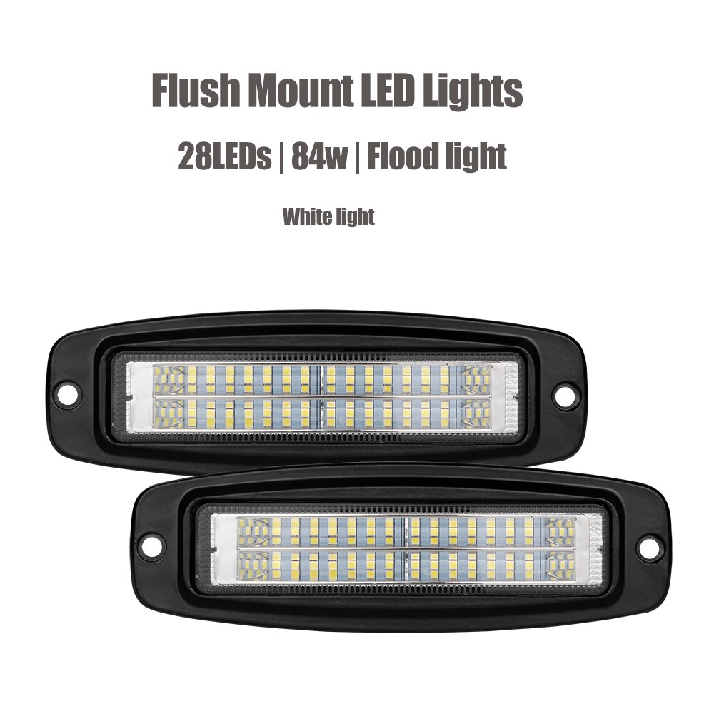 7 Inch Car Flush Mount LED Pod Combo Work Light Bar Fog Lights Auto Led Driving Reversing Lamp ATV SUV Truck Off-road Vehicles: 2pcs 84w flood light
