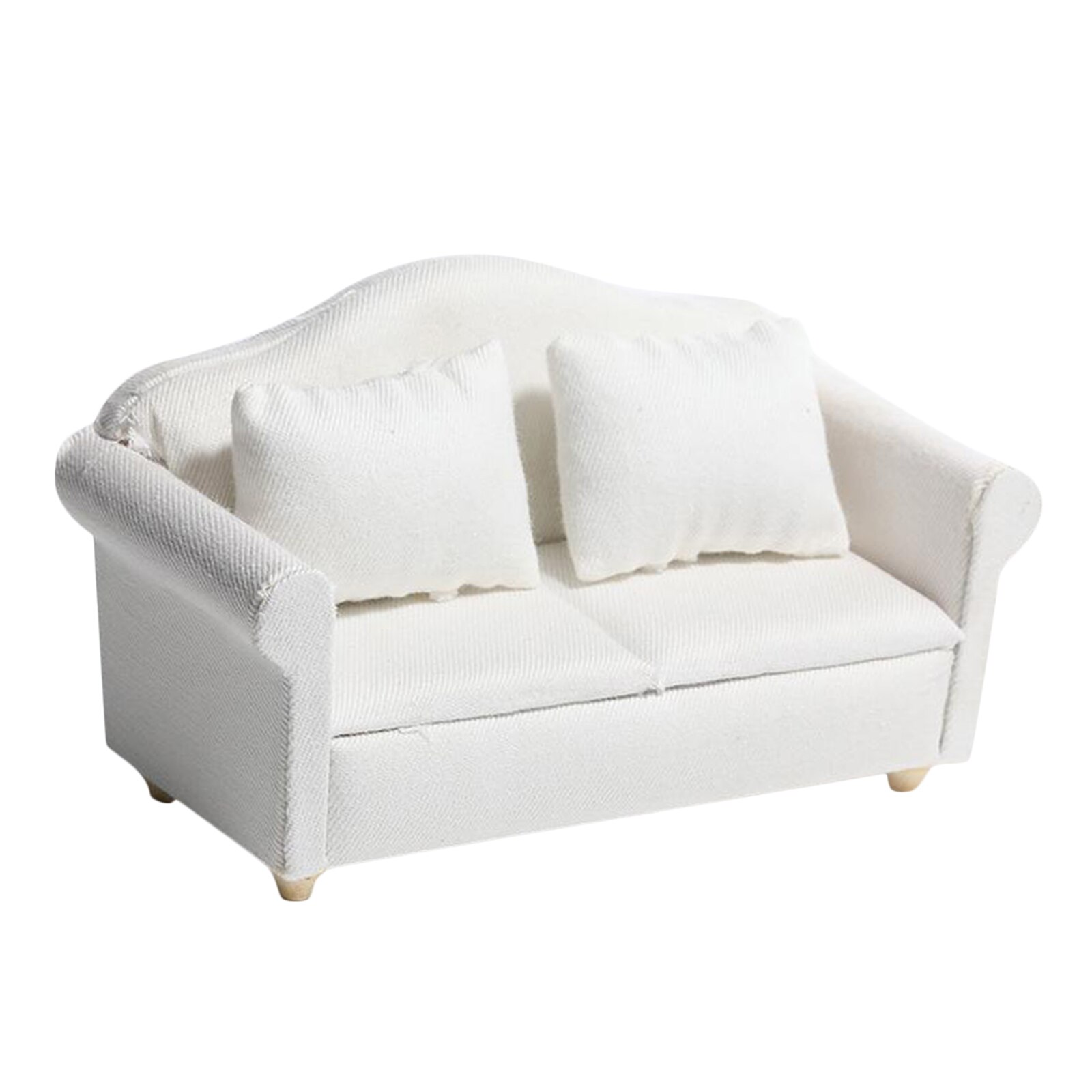 Miniature Dollhouse Sofa Chair - Dolls House Furniture - White Modern - 1/12 Scale