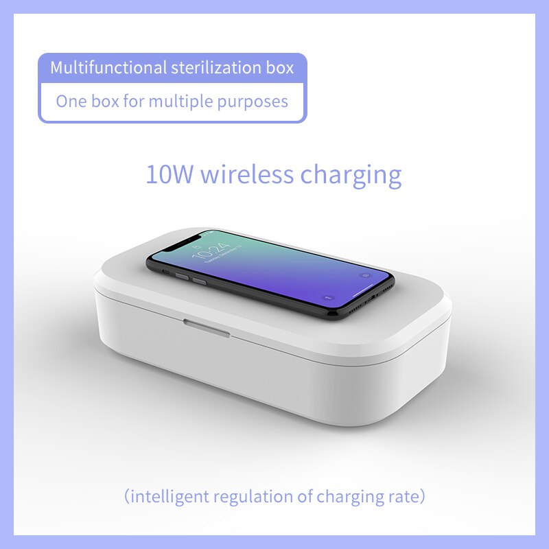 Draagbare Uv Sterilisator Box Voor Sieraden Telefoon Sterilisator 10W Draadloze Opladen Uv Desinfectie Doos Persoonlijke Desinfectie Pass Epa
