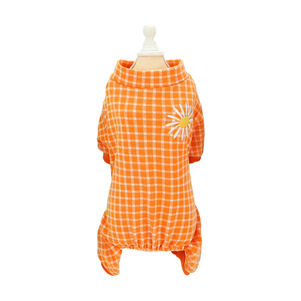 Mooie Kleine Honden Pyjama Vier Poten Honden Kat Kleding Puppy Jumpsuit Voor Hond Jas Voor Chihuahua Honden Plaid kleding: Oranje / XXL