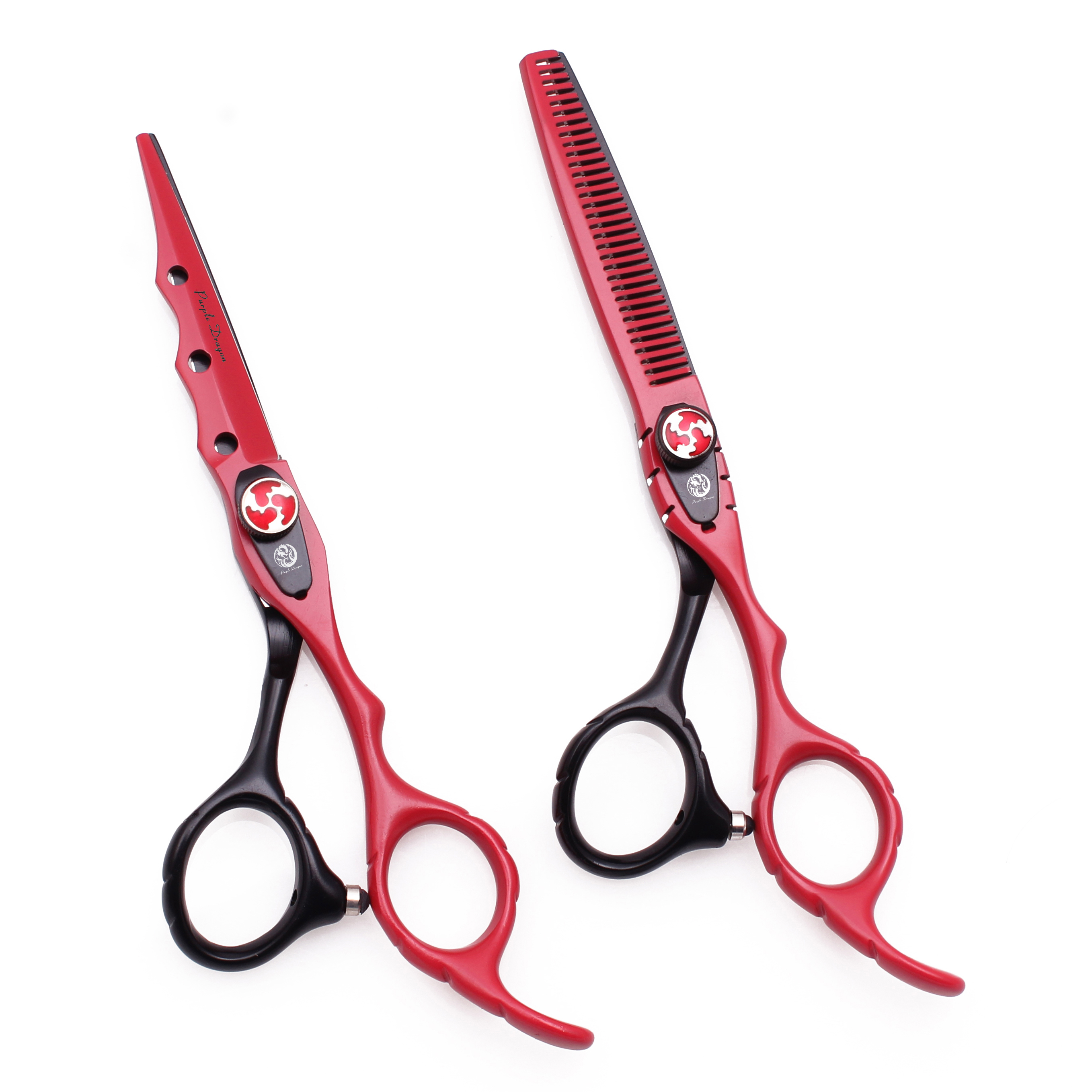 Barbersaks 6 " rustfri frisørsaks klippesaks udtyndingssaks hårsaks stylingværktøj  z1019": Rød