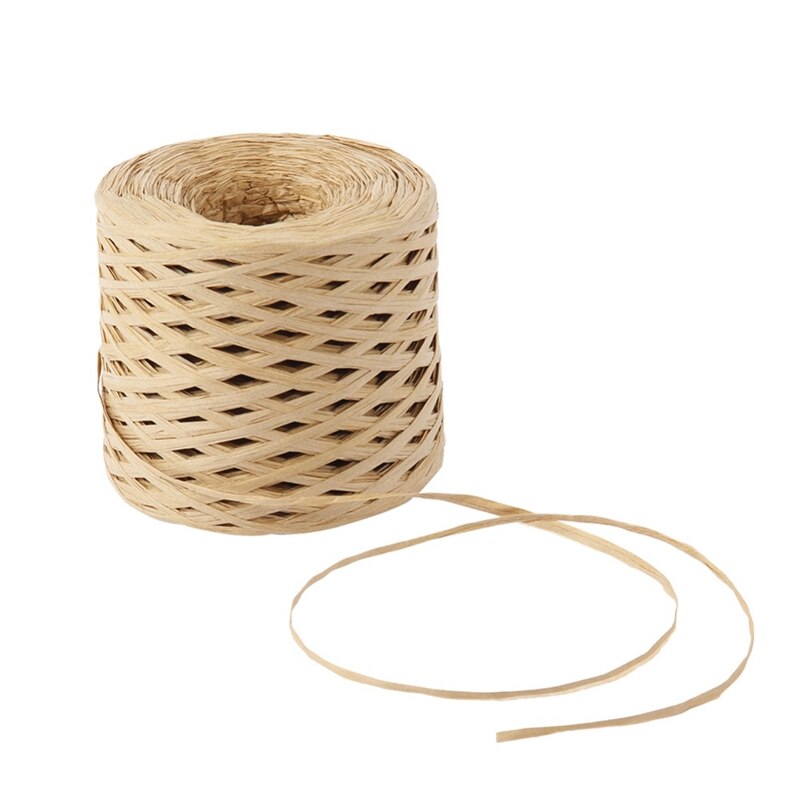 200M Natural Raffia Paper Packing Twine Rope For Wrap Ribbon Bouquet Wrapping DIY Craft Christmas Party Wedding Wrap Decor