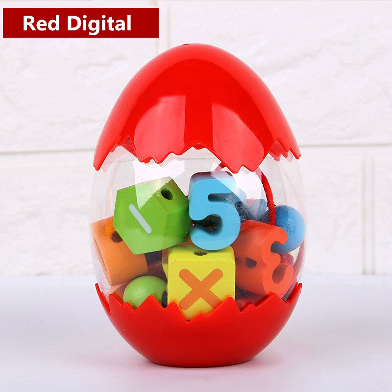 Dinosaur Egg Wooden Beaded Young Children Digital Traffic Wood Bead Toy Play House DIY Handmade Pretend Early Educational Toy: A Digital