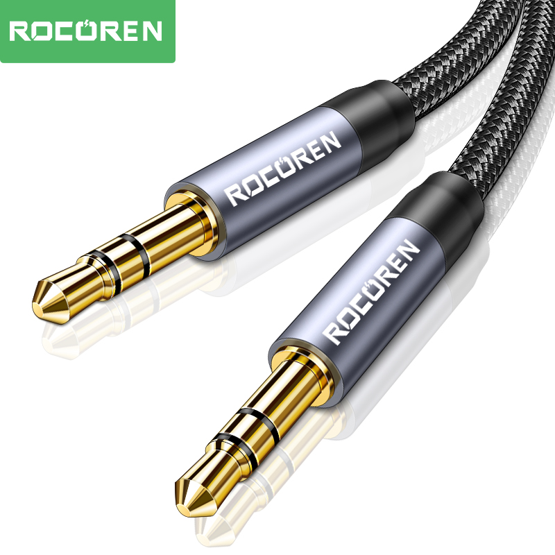 Rocoren Audiokabel 3,5 mm Jack Male naar Male Aux-kabel voor telefoon Hoofdtelefoon Auto MP3 Luidspreker Computer 3,5 mm Jack Aux-draadsnoer 5M