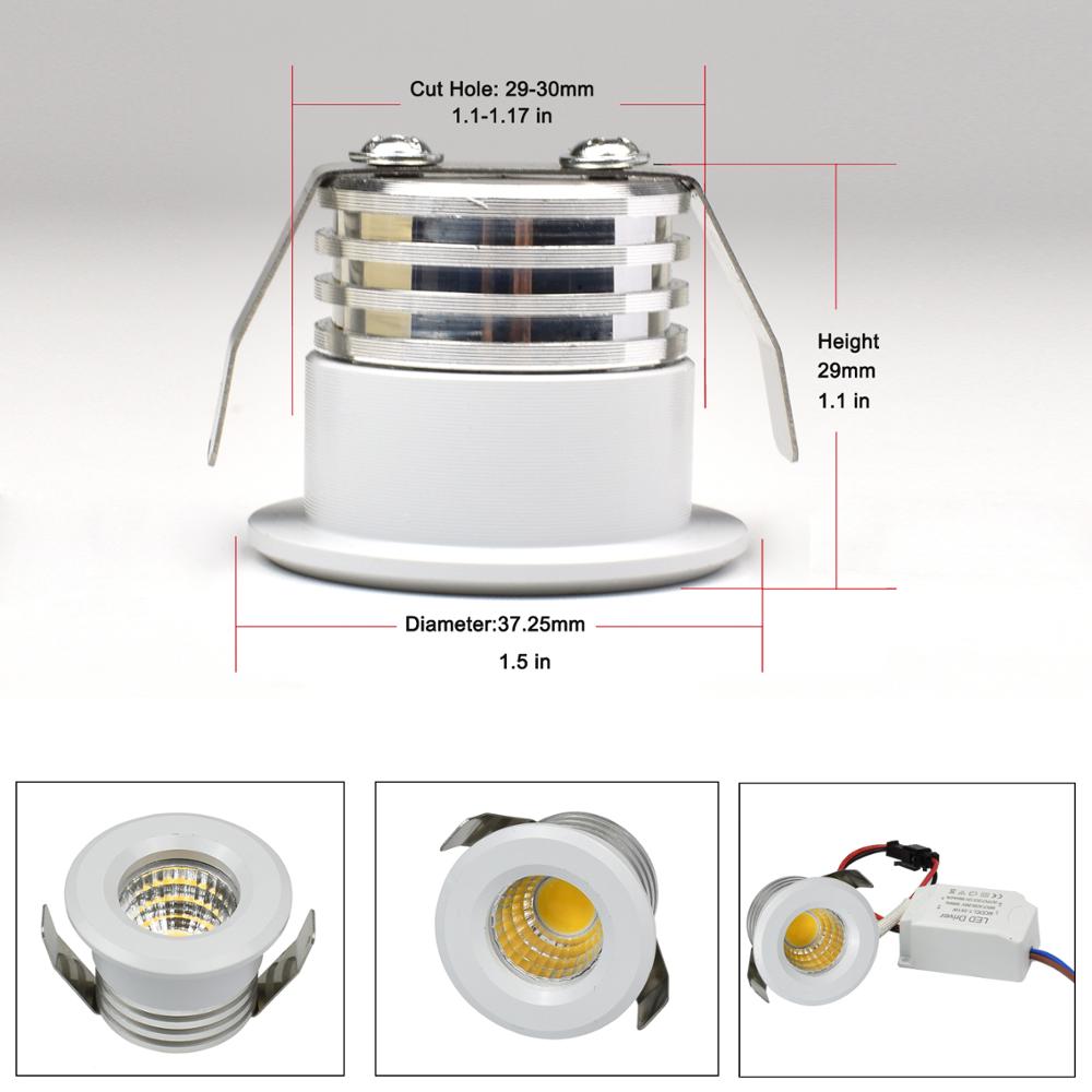 Mini led spot downlights cob 3w led spots 220v dæmpbart lys til loftskab vitrine loft dekorationer