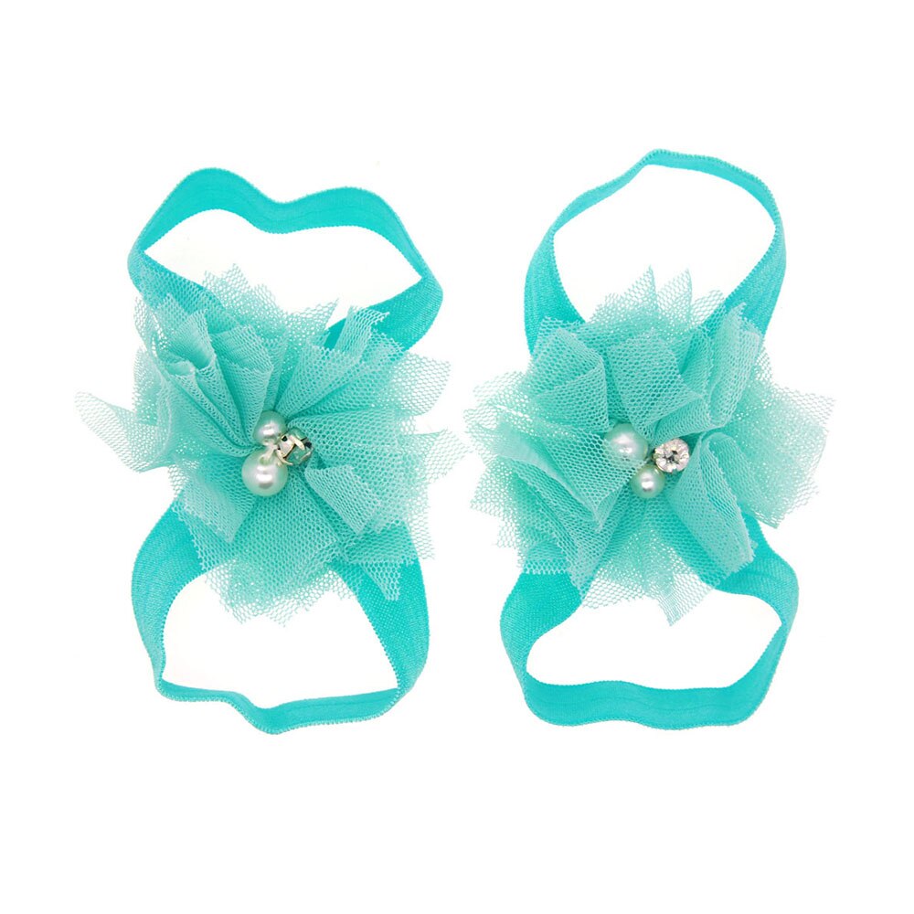 2PCS Baby foot Flower Headband Baby Girls Barefoot Sandals Hair Foot Accessories Elastic Foot Decoration Kids: 14
