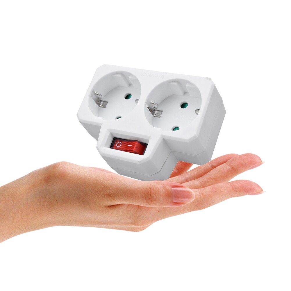 German Style Power Extension 1 to 2 Way Double Socket Conversion Socket with Outlet Switch Plug Power Adapter