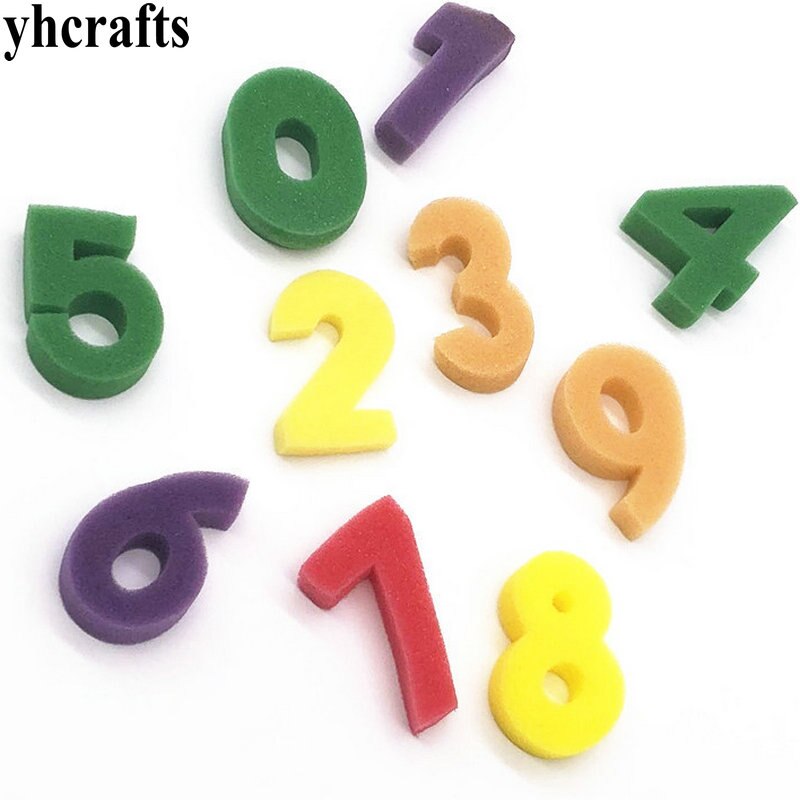 10 stück/lot ,0-9 zahlen kunstschwamm zum selbermachen, frühkindliches lernspielzeug, zeichenspielzeug, kindergarten-kunstspielzeug, mathematikspielzeug, oem