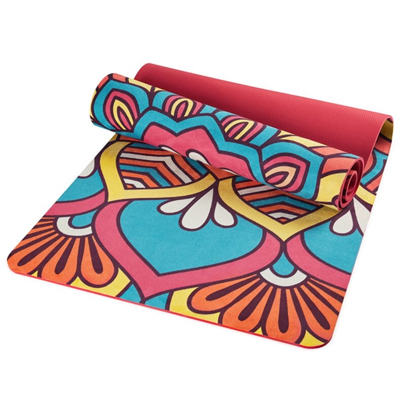 Yoga Mat - 10mm Thick - Non-Slip PVC - Lotus Pattern - Fitness & Exercise Pad