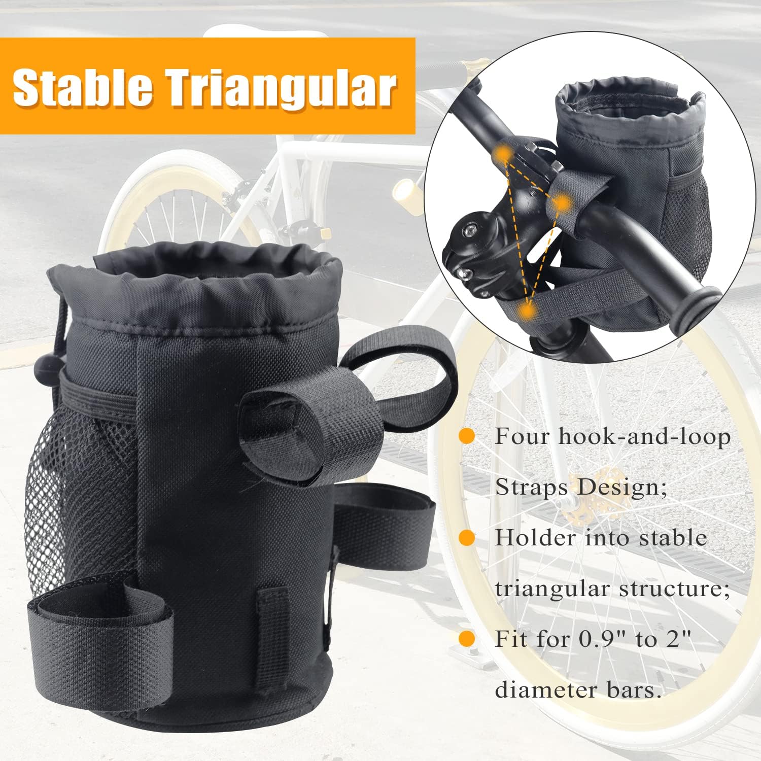 2in1 Fietsstuur Telefoonhouder Fiets Waterfleshouder Mesh Pocket Universal Fit Mountain Road e-Bike Kinderfiets Rolstoel