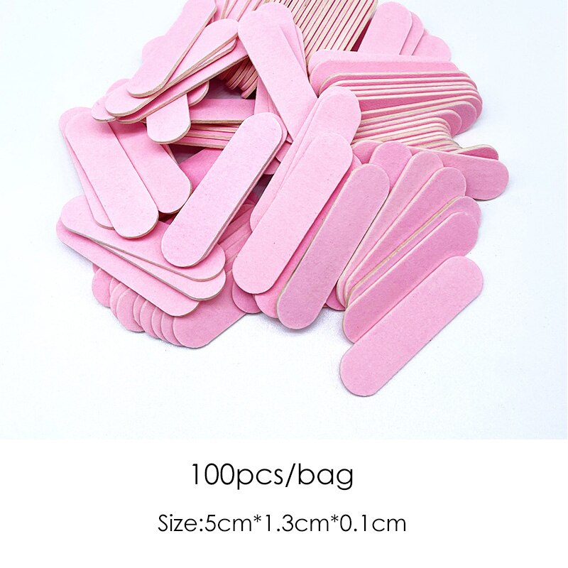 Lote de lijas para manicura , lote de 25 unids/paquete de limas para Nail Art, limas de uñas con gotitas, papel de lija para esmalte gris 100/180 Natural: Pink Short File
